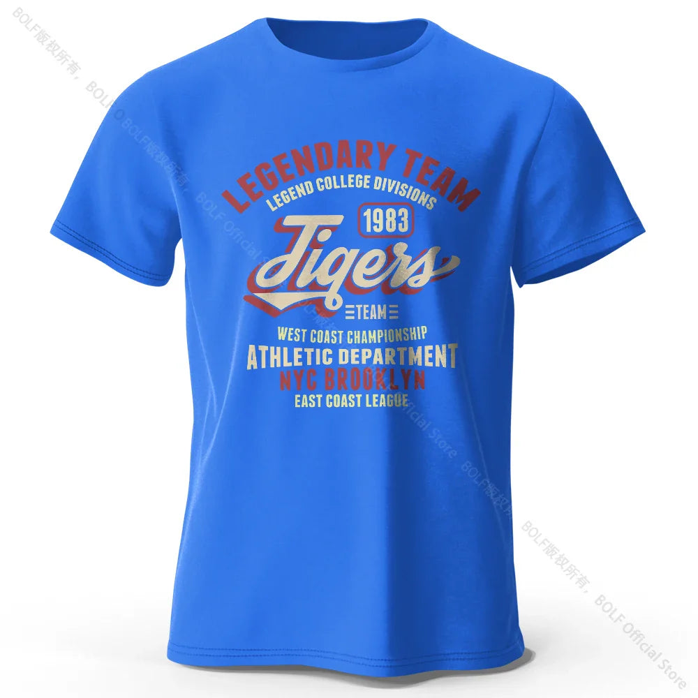 Minimalist Tiger Silhouette Printed 100% Cotton T-Shirt, Breathable Round Neck Short Sleeve Tee for Men & Women