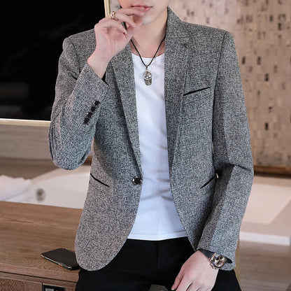 Men's Slim Fit Business Casual Shirt 2025 Korean Fashion Handsome All Seasons Polyester Boutique Style