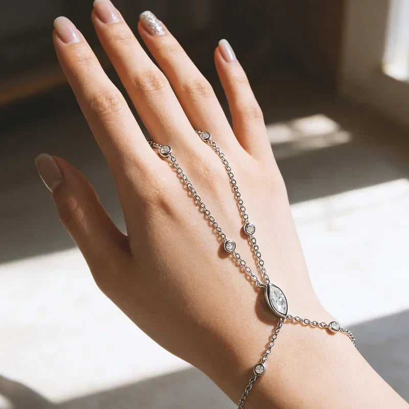 Marquise Cut Bubbles Moissanite Bracelets for Women Adjustable 14-19cm Lab Grown Diamond Chain Pure S925 Silver Jewelry