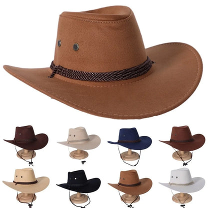 Fashion Western Style Western Cowboy Hat Ethnic Style Large Brim Felt Fedora Hats Jazz Hat Unisex
