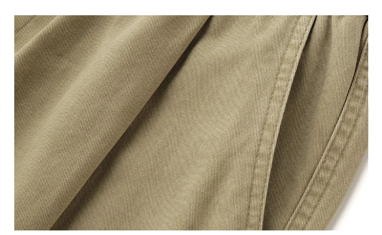 Spring Summer Cargo Pants Men Cotton Enzyme Wash Distressed Loose Fit Straight Leg Khaki Drawstring Elastic Waist Casual Pants