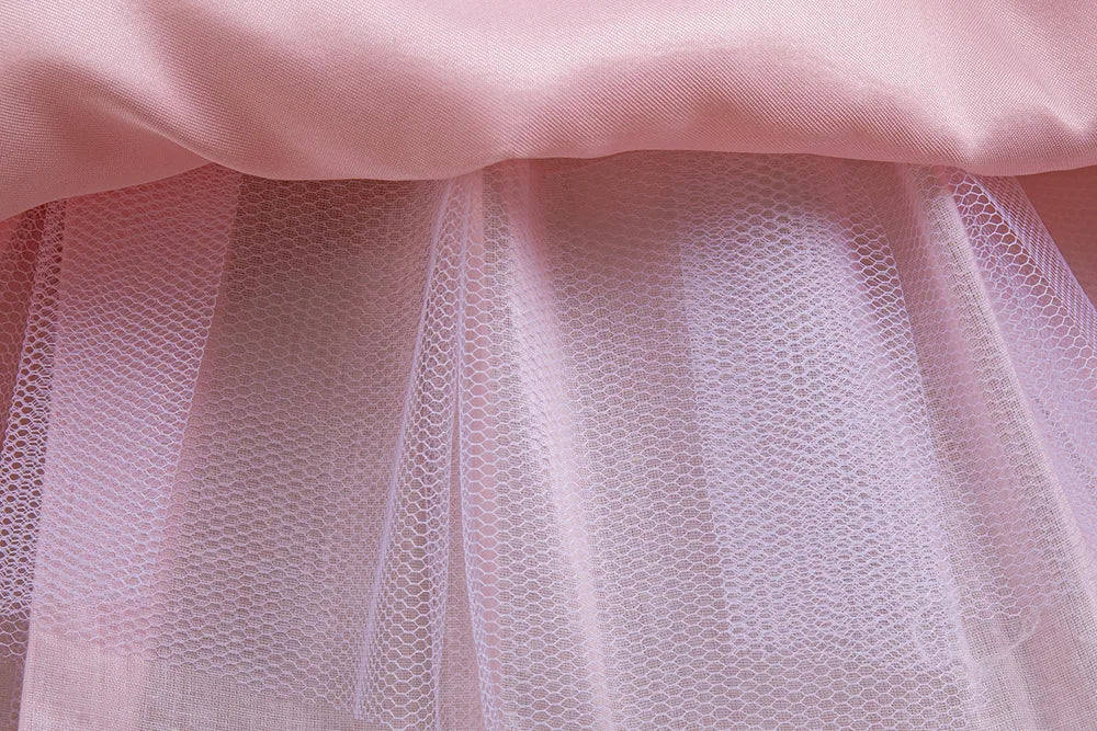 Summer Girls' New Bow Sequin Flying Sleeves Mesh Fluffy Skirt Piano Competition School Graduation Ceremony Dress