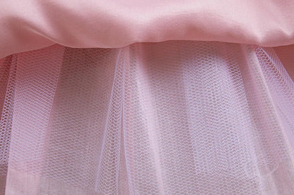 Summer Girls' New Bow Sequin Flying Sleeves Mesh Fluffy Skirt Piano Competition School Graduation Ceremony Dress