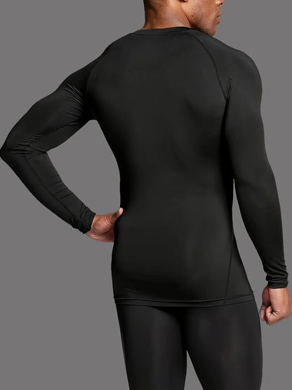 Fitness clothing, tight fitting clothes, men's quick drying sports, long sleeves, football, skiing, suitable for all seasons
