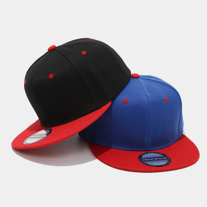 Blank Two Tone Snapback Cap Men Women Flat Brim Baseball Hat Color Block Hip Hop Streetwear Adjustable Plain Bboy Caps