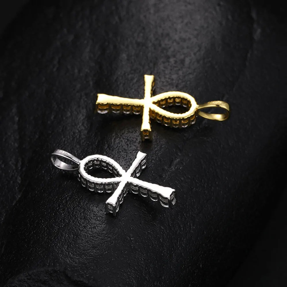 D VVS1 Moissanite Cross Pendant Necklace Full Diamond with GRA Wedding Party Jewelry Rope Chain Necklaces for Women Man