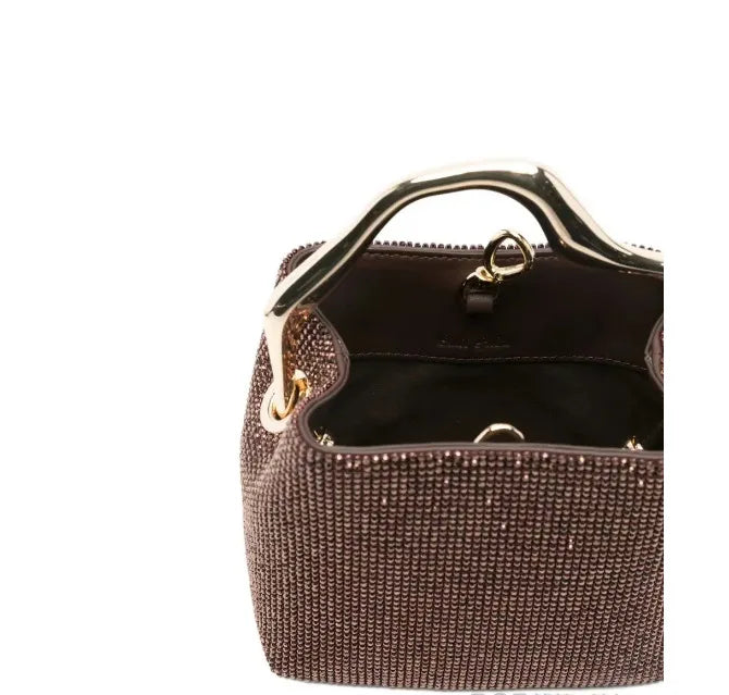 Luxury Satin Bucket Bag Women's Handbag Crystal Shiny Rhinestone Diamond Evening Bag Wedding Party Clutch Purse Crossbody Bag