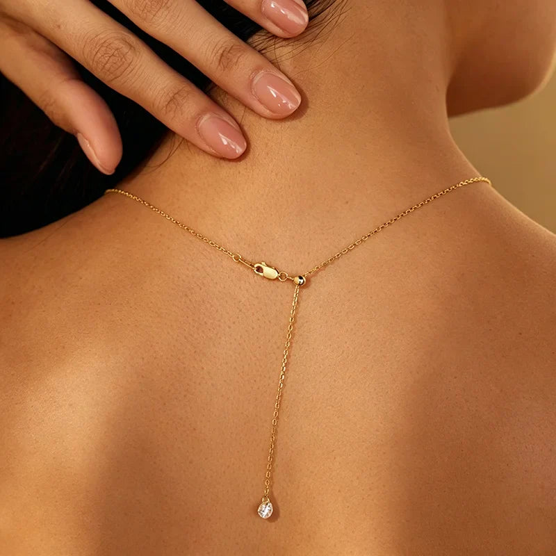 Real S925 Sterling Silver Pendant Girls 5A Zircon Stackable Wedding Necklace for Women Fine Jewelry Wholesale Chain