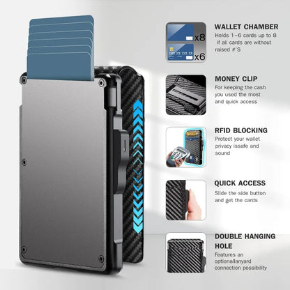 Portefeuille pour hommes, portefeuille minimaliste pour hommes 9-13 cartes, portefeuille compact et mince avec pince à billets et fenêtre d'identification, blocage RFID intelligent Pop Up C