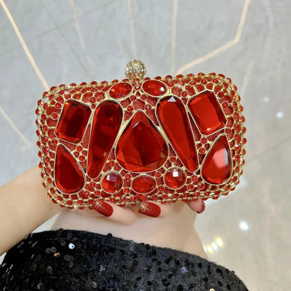 New Glass Diamond Clutch for Women, Exquisite French Rhinestone Evening Handbag, Luxury Lightweight Chain Bag for Formal Party