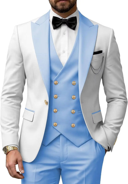 Men's 3 Piece Tuxedo Slim Fit for Men Tuxedo Suit Double Breasted  for Wedding Groom Business Tuxedos