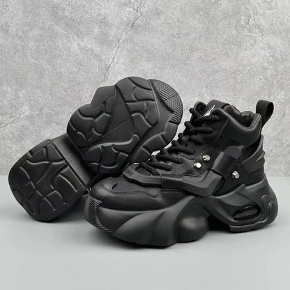 Men's Boots High Top  New Trend Wear-resistant Synthetic Leather Boots Casual Lace Up Height Increasing Fashion Boots 2025