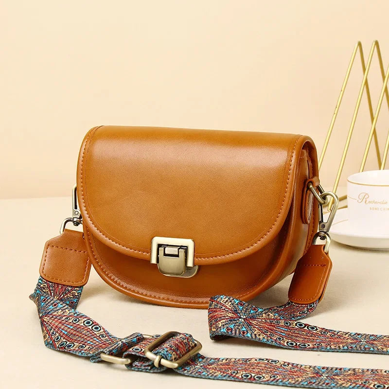 New Style Genuine Leather Women's Small Bag Vegetable Tanned Cow Leather Single Shoulder Bag Lady Popular Messenger Purse