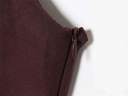 Women's Dress 2025 Autumn New Arrivals Reddish-Brown Spaghetti Strap Sexy Bodycon Mini Dress with Tie Details Stylish and Unique