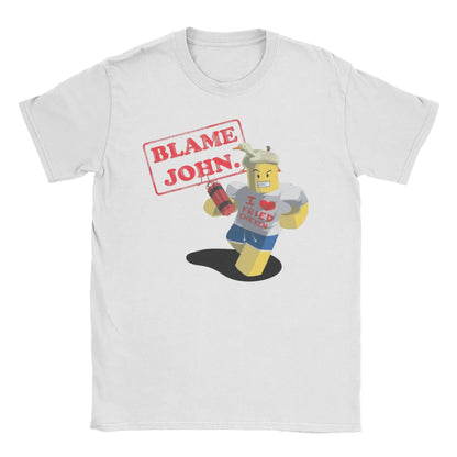 Shedletsky Blame John Forsaken Gaming T Shirts Meme 100% Cotton Tops Men Women Short Sleeve Tee Shirt Graphic Printed T-Shirts