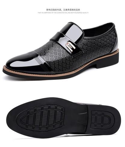 New Designer Patent Leather Wedding Shoes for Men Solid Color Business Casual Shoes Male Spring Autumn Fashion Dress Shoes Man