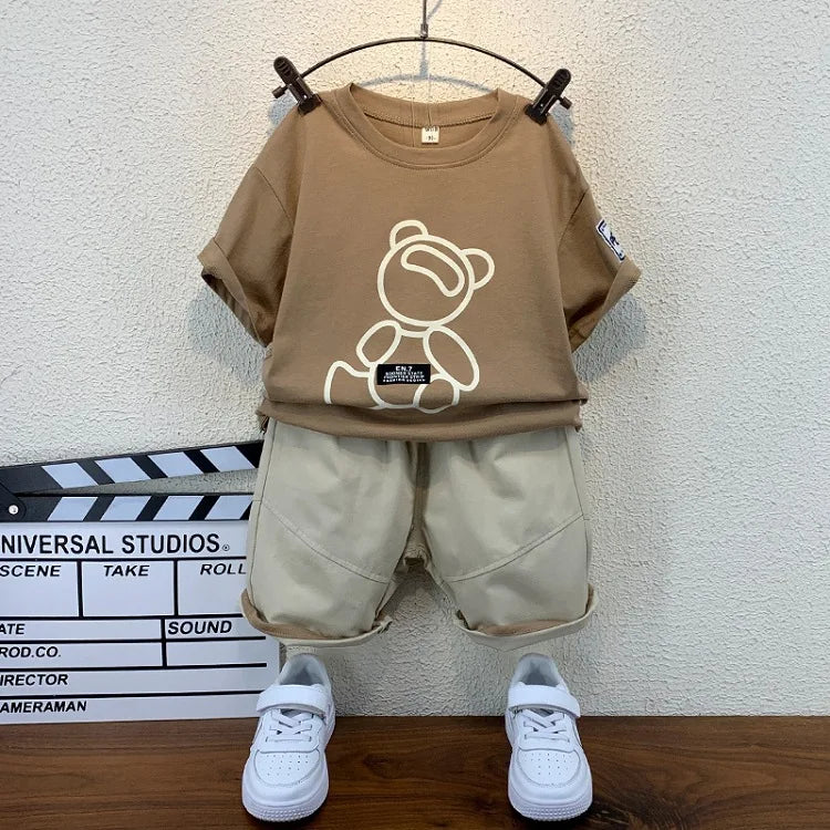 Summer Korean Infant Boys Clothes Sets Fashion Cotton Baby Girls Short T-Shirt Suits Casual