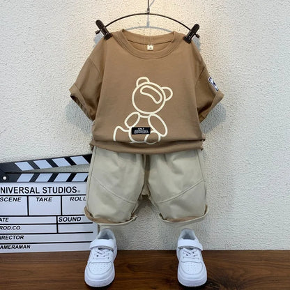 Summer Korean Infant Boys Clothes Sets Fashion Cotton Baby Girls Short T-Shirt Suits Casual