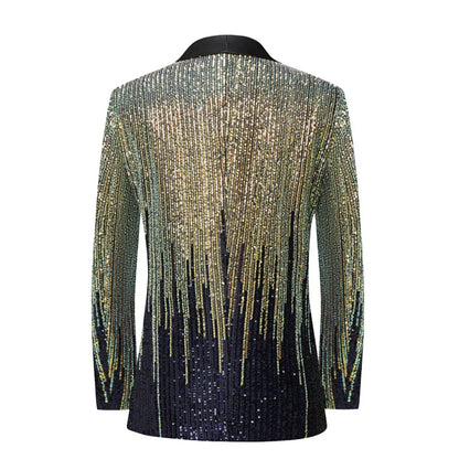 Men's Sparkling Sequin Blazer Jacket Stage Party Suit for Singer Dancer Prom Banquet Chorus Costume