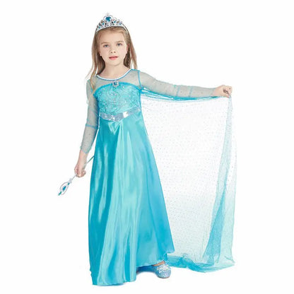 2026 Frozen Elsa Snow Queen Princess Dress Up Girls Fancy Costume Kids Role-play Carnival Children Birthday Party Dresses