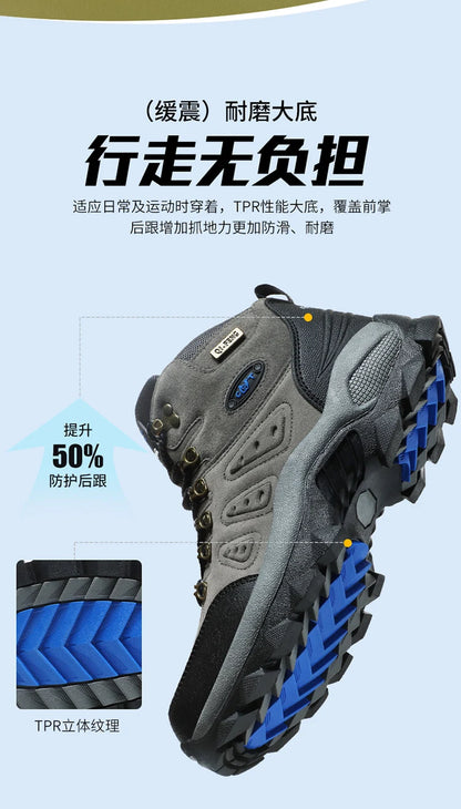 36-48 Autumn Winter Men Women Ankle Boots Leather Tactical Shoes New Plus Anti-Skidding Classical Walking Footwear Summer Hiking