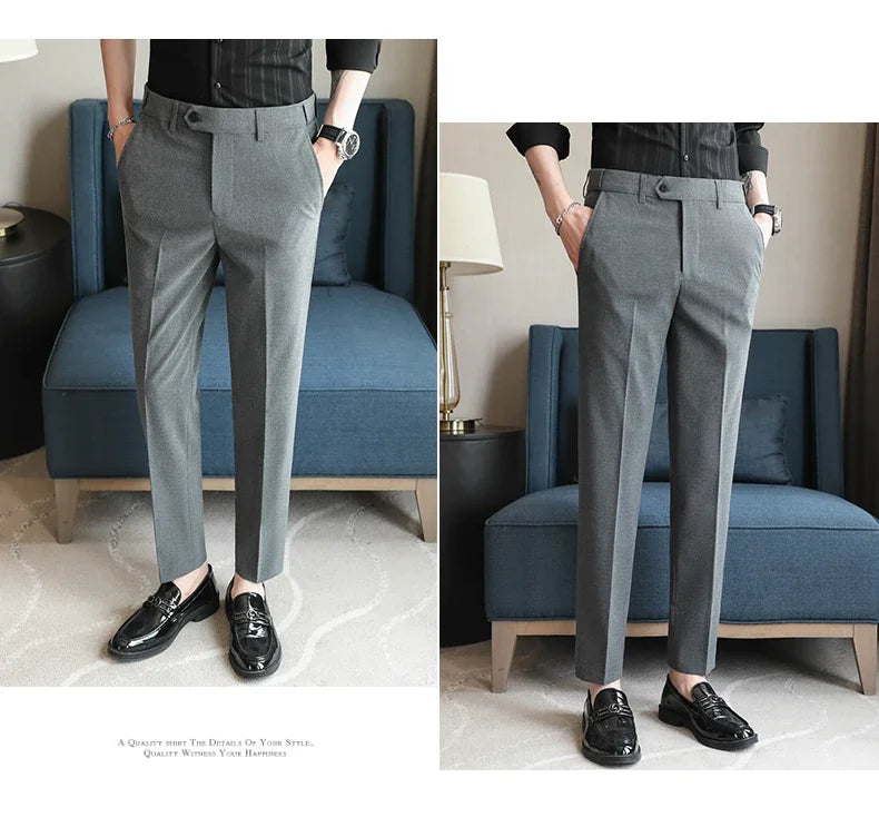 Plus size 44 42 40 Men Business Social Suit Pant 2024 Spring Formal Slim Wedding Trouser Mens Brand Fashion Casual Dress Pants