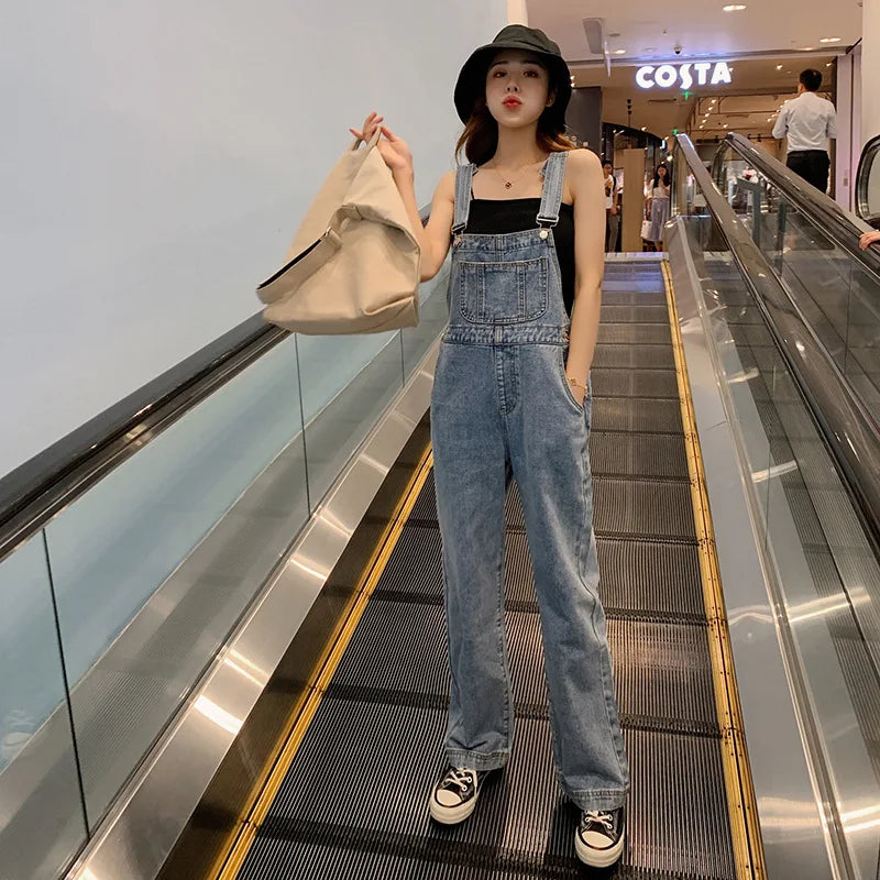 High Waist Wide Leg Denim Overalls Women's Loose Fitting Slimming Summer New Sle Gold nce Faionable Jeans