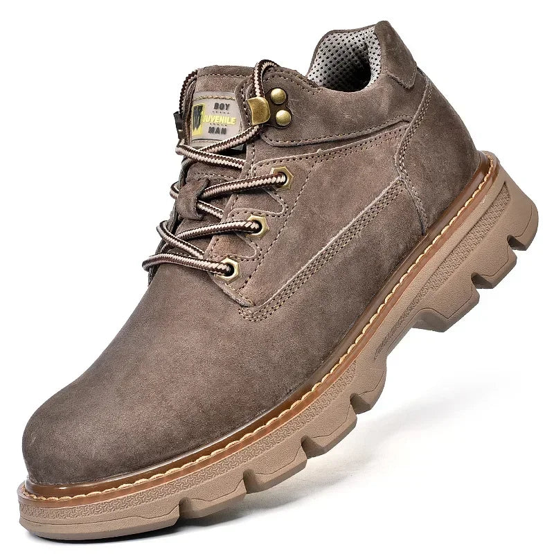 Men Genuine Leather Boots Men's English Style Thick Bottomed Work Clothes Shoes Winter Outdoor Mid Top Men's Boots