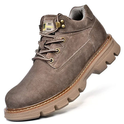 Men Genuine Leather Boots Men's English Style Thick Bottomed Work Clothes Shoes Winter Outdoor Mid Top Men's Boots