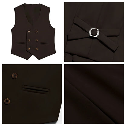 Vintage Brown Formal Suit Set for Kids, 3-14 Years Boy's Tuxedo Set, Blazer, Vest, Pants, Bow-tie, Graduation Party Dresswear