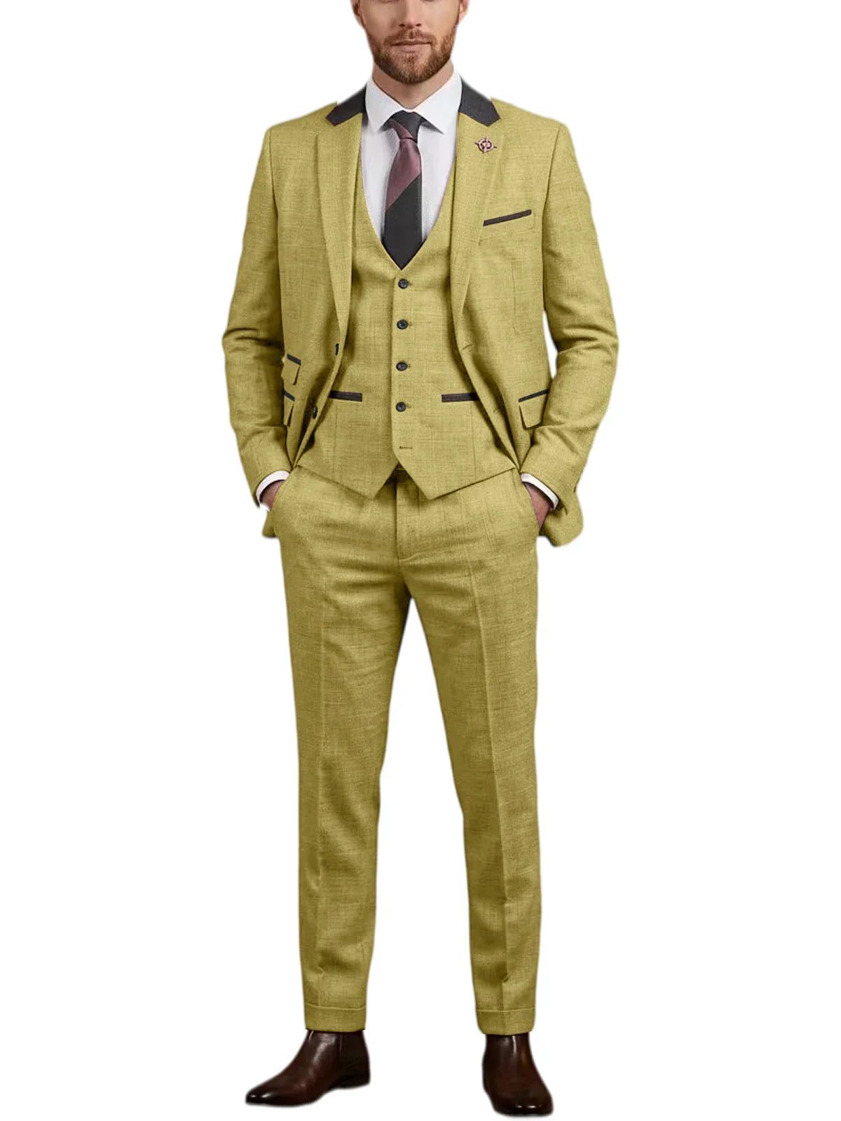 Men's Linen 3 Piece Suit Notch Lapel 2 Buttons Slim Fit Blazer Vest Pants Set Breathable Lightweight For Groom Business Casual