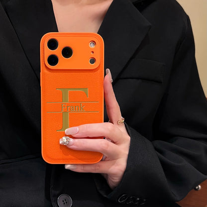 Custom Capital Letters Name Artificial Leather Multicolored Phone Case Gift For iPhone 17 16 15 14 13 12 11 Pro Max 17 Air Plus