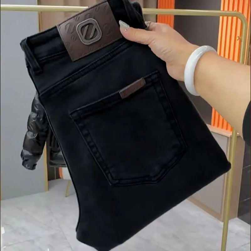 New Harajuku Fashion Men's Spring Autumn Korean Style Luxury Clothing Men Slim Denim Jeans Casual Black Pants Cotton Trousers