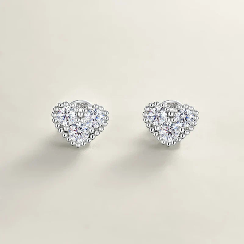 D Vvs1 3mm Cute Moissanite Stud Earrings for Women Elegant Heart Shape Ear S925 Sterling Silver Jewelry Birthday Gifts