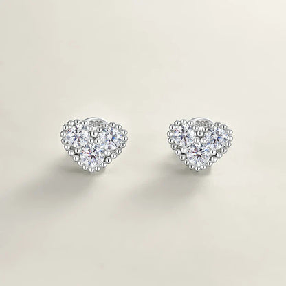 D Vvs1 3mm Cute Moissanite Stud Earrings for Women Elegant Heart Shape Ear S925 Sterling Silver Jewelry Birthday Gifts