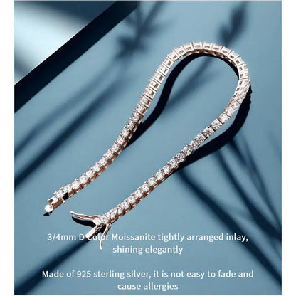 TY 3mm 4mm Moissanite Tennis Bracelet 925 Sterling Silver Full Dia Sier Plated Wedding Party Jewelry Bracelets For Women Man
