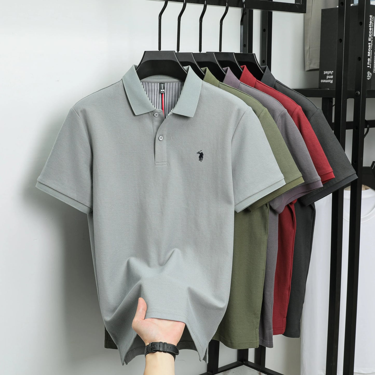 100%cotton luxury men's classic pony embroidery comfortable polo shirt fashionable summer new top breathable short sleeved shirt