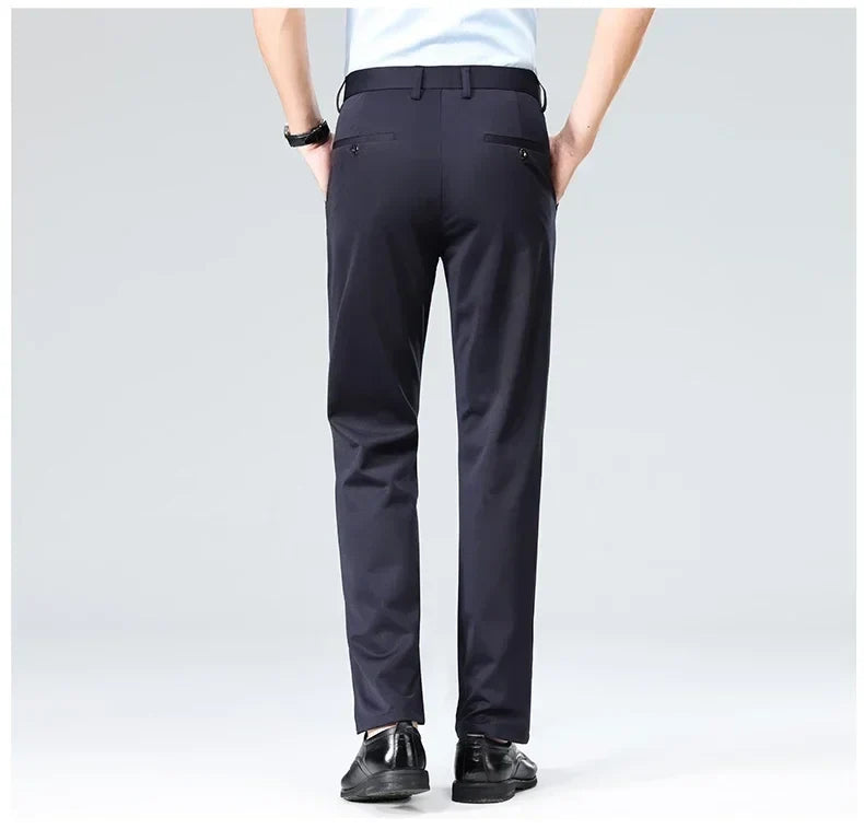 Spring Summer Thin Trousers Men Formal Dress Suit Pants Work Pants Quality Business Casual Pants Black Wine Red Long Pants