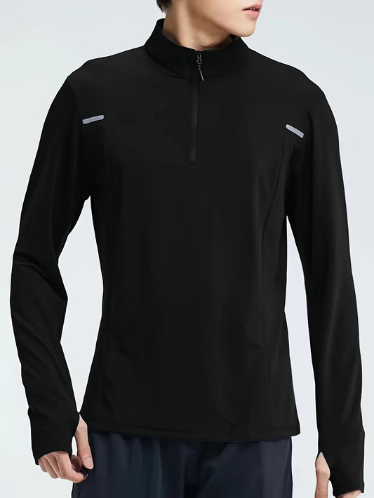 Coat men's half zipper quick drying anti wind drying clothes, running training basketball equipment, long sleeved fitness clothe