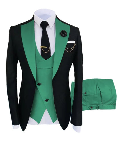 New Costume Slim Fit Men Suit Slim Fit Business Suits Groom Black Tuxedos For Formal Wedding Suit Jacket Pant Vest 3 Pieces