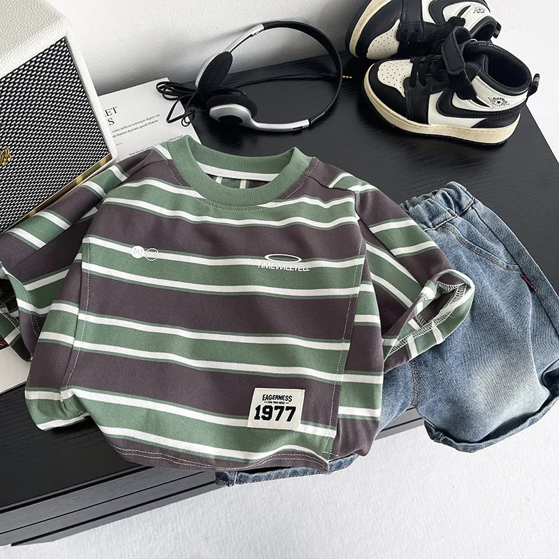 Summer Infant Boys Clothing For Children Casual Striped T-Shirt Shorts 2Pcs/Set Toddler Baby Girl Clothes Costume Kids Tracksuit