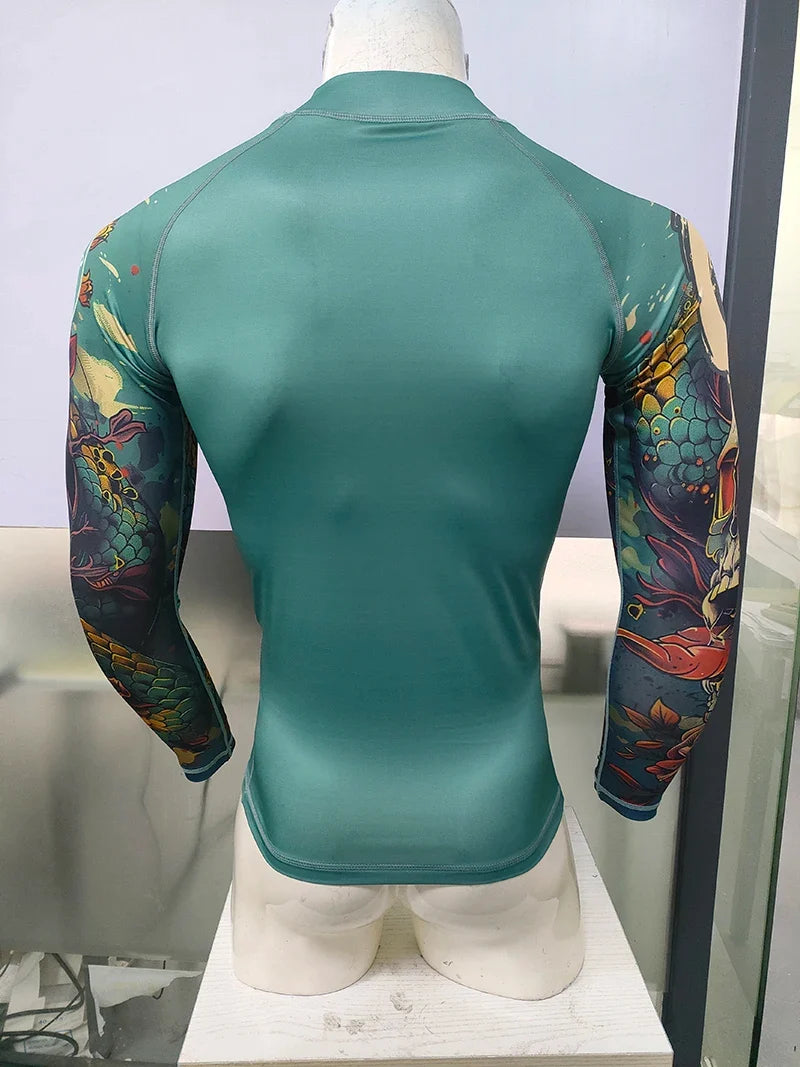 Men's Sports T -shirt Quickly Drying Bodybuilding Fitness Tight Rashguard UV Protection Swimsuit Swimming Shirt Surfing Rash