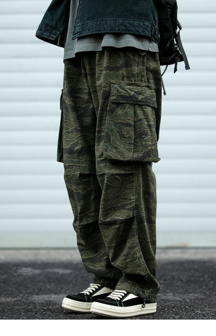 High Quality American Retro Ast Craft Camouflage Cargo Pants For Men Clothing Outdoors Tactical Pants Casual Baggy Trousers Male