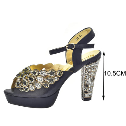 New Italian Shoes and Bags Matching Set with Rhinestone Shoes for Women 2025 Designer Luxury High Heels  Shoes for Women Elegant