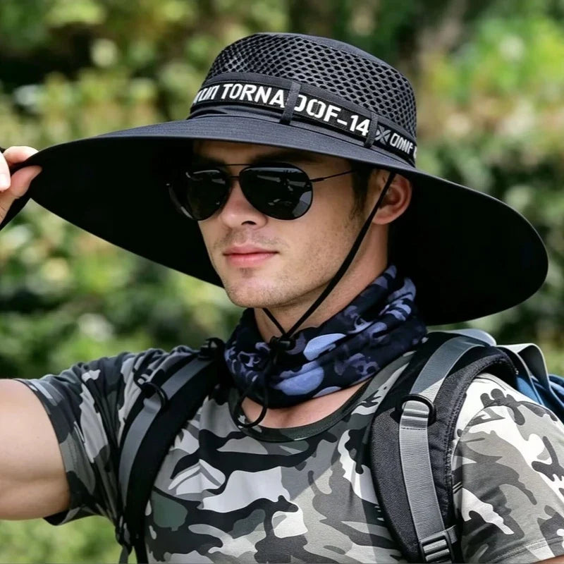 Summer Large Sun Hat Men Women Breathable Fishing Caps Sun UV Protection Mesh Fisherman Hat Hiking Outdoor Beach Cap
