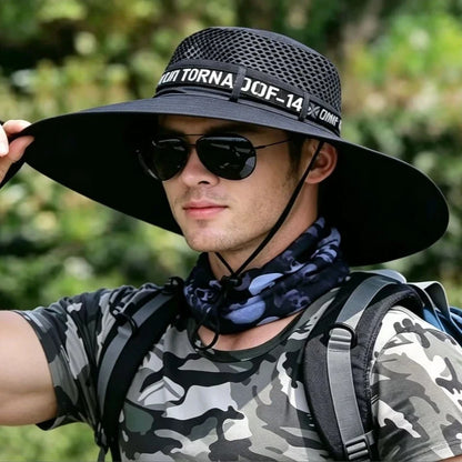 Summer Large Sun Hat Men Women Breathable Fishing Caps Sun UV Protection Mesh Fisherman Hat Hiking Outdoor Beach Cap
