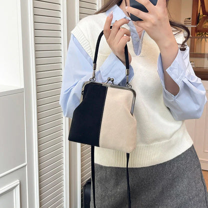 Women's Retro Frosted Splice Handbag Large Leisure Travel Trip Shopping Work Commuting Crossbody Shoulder Bag Elegant Clutch Bag