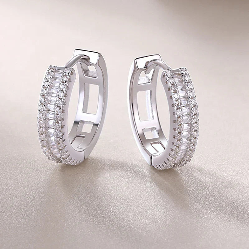 18k Plated D VVS1 All Moissanite Hoop Earrings for Women Pass Diamond Test S925 Sterling Silver Ear Jewelry Wholesale