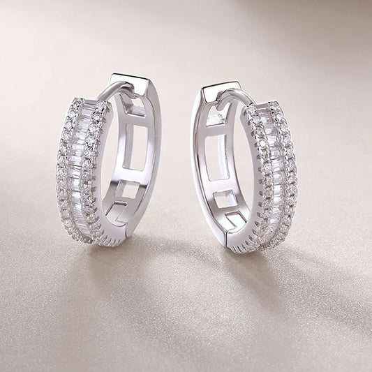 18k Plated D VVS1 All Moissanite Hoop Earrings for Women Pass Diamond Test S925 Sterling Silver Ear Jewelry Wholesale