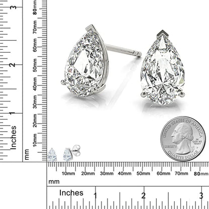 4Carat Pear Cut Real Moissanite Diamond Earrings with Certificats 925 Sterling Silver Waterdrop Shape Stud Earring for Women Men